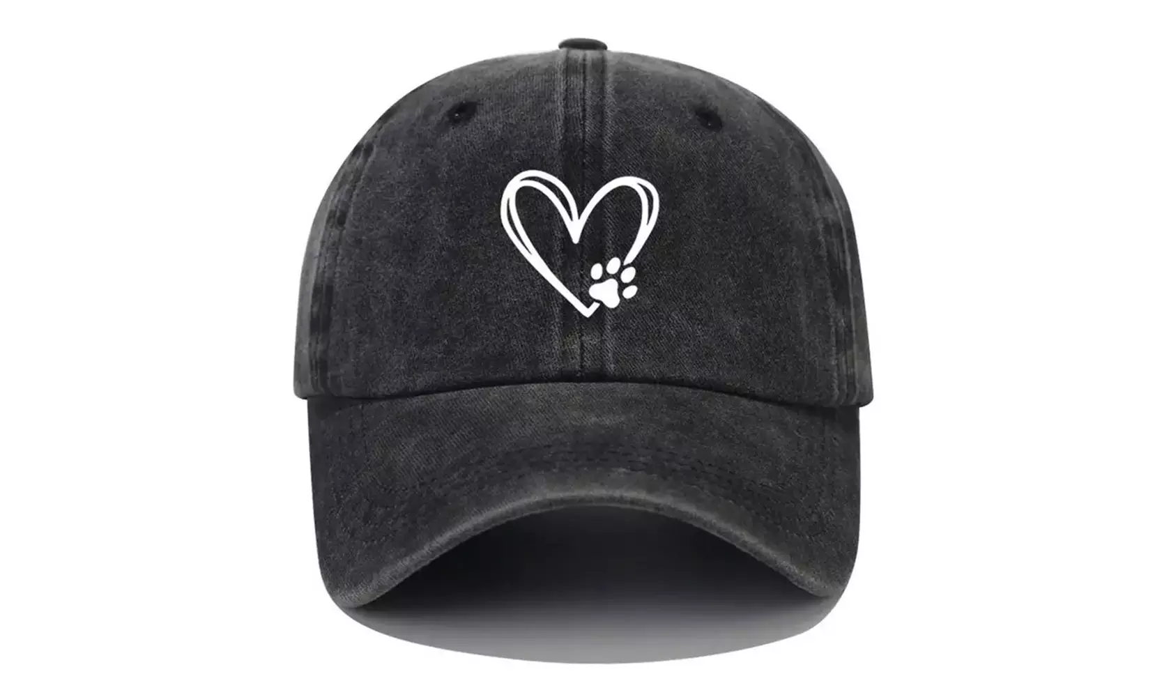 Vintage Washed Heart Paw Print Baseball Hat