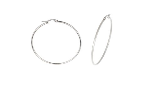 Silver-Tone Stainless Steel 50mm Hoop Earring