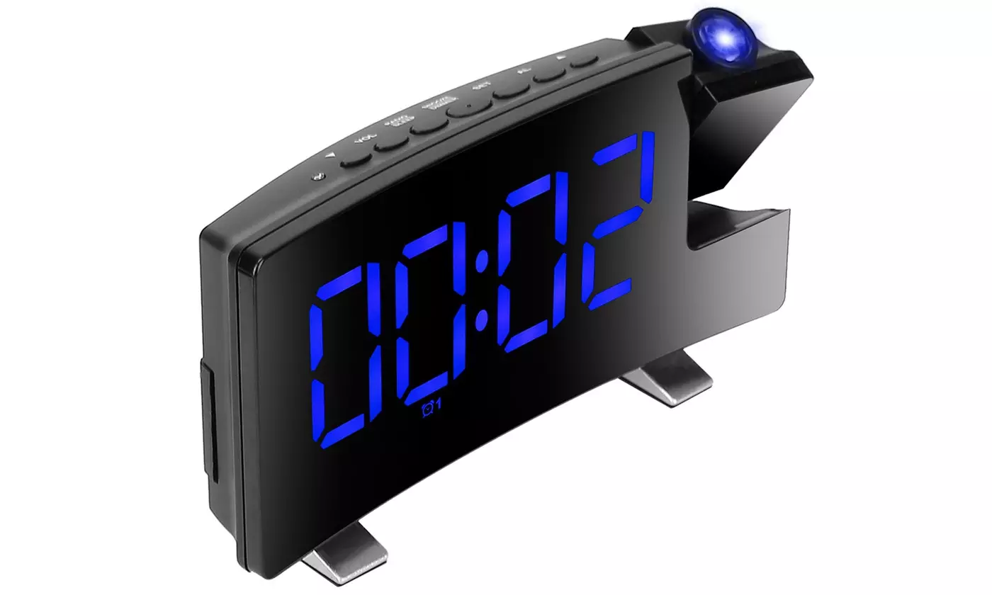 iMounTEK Digital LED Projection Alarm Clock w/ Curved-Screen & USB Charging Port