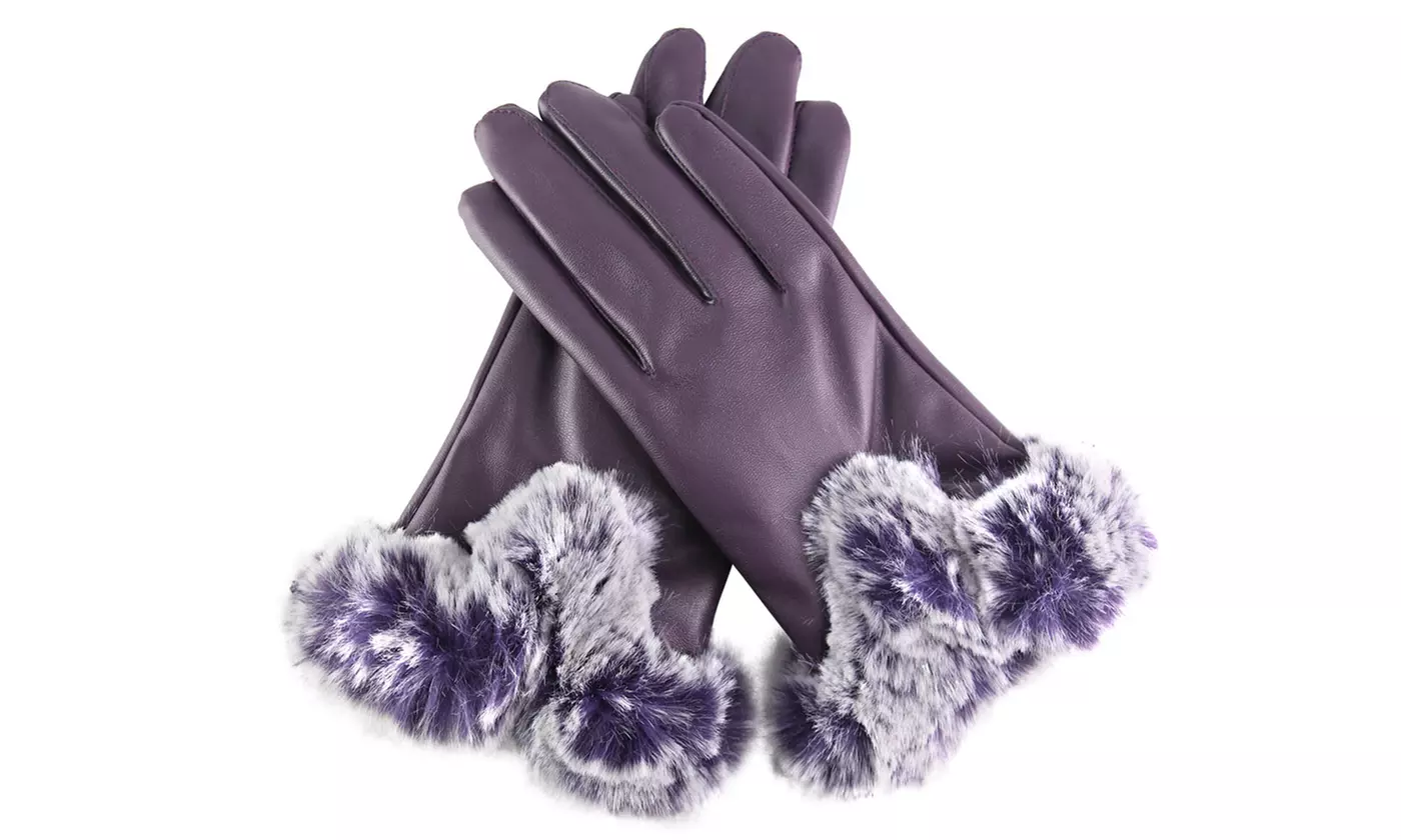 Women's Winter Warm Faux Fur Touchscreen Gloves