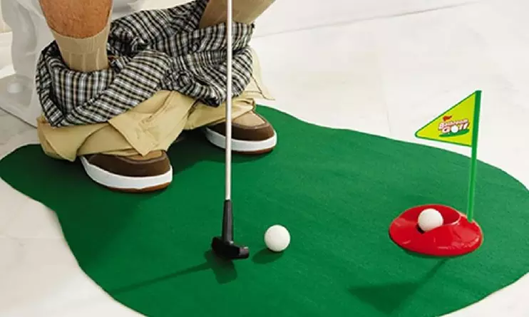 Toilet Mini Golf Game Set Putting Funny Novelty Game Golf Training Euipment - Second Medium