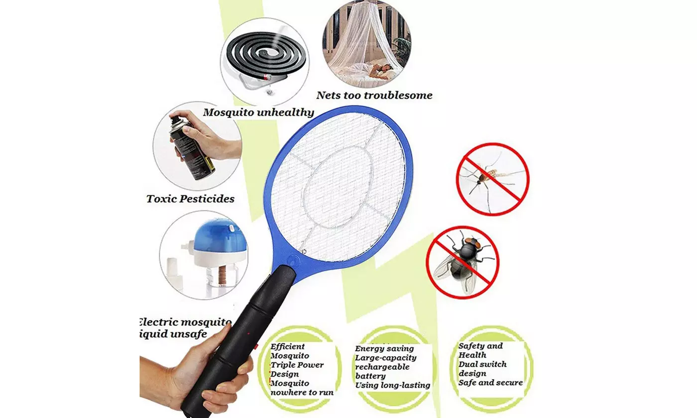 Electric Handheld Bug Zapper Insect Fly Swatter Racket