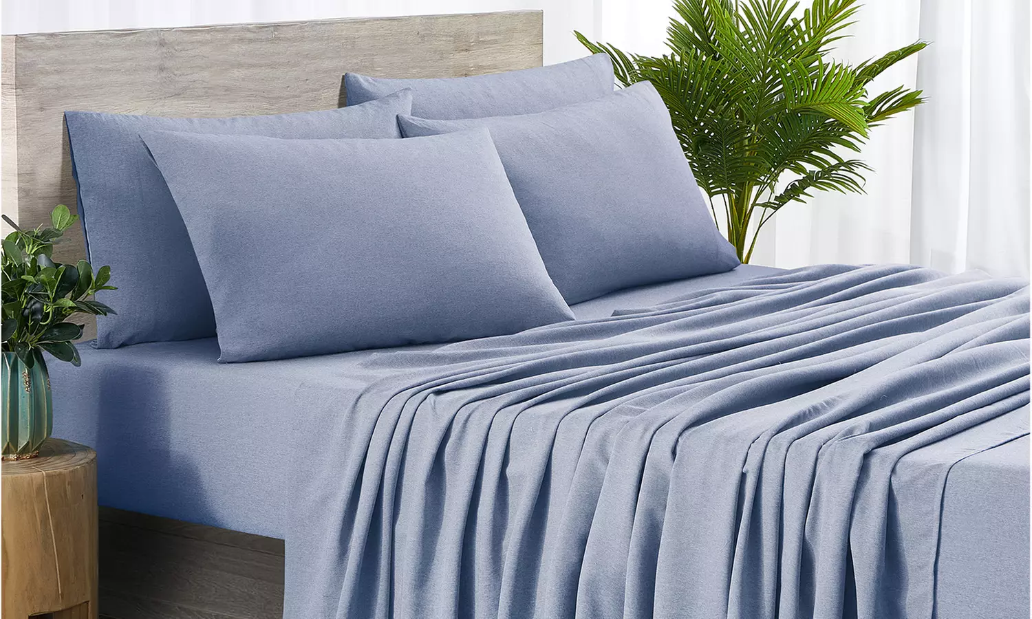 Bibb Home Bamboo 2000 Thread Count 6-Piece Chambray Heathered Sheet Set