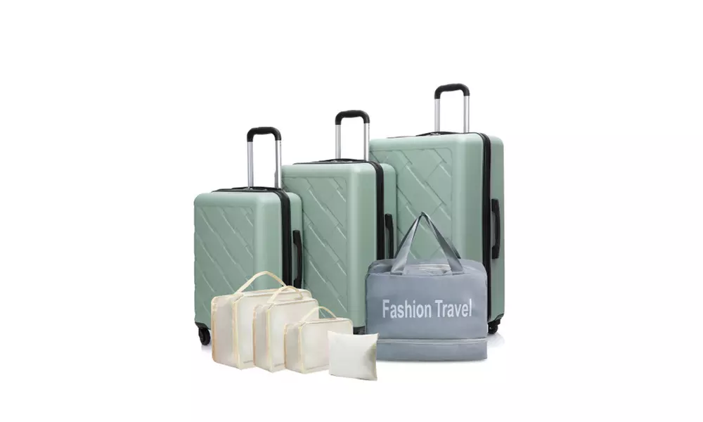 Eight-Piece Luggage Set with Spinner-Wheeled Hardshell Suitcases
