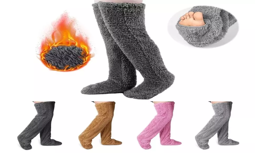 Cozy Socks Fuzzy Leg Warmers Over Knee Sleep Socks Plush Long Slipper Stockings