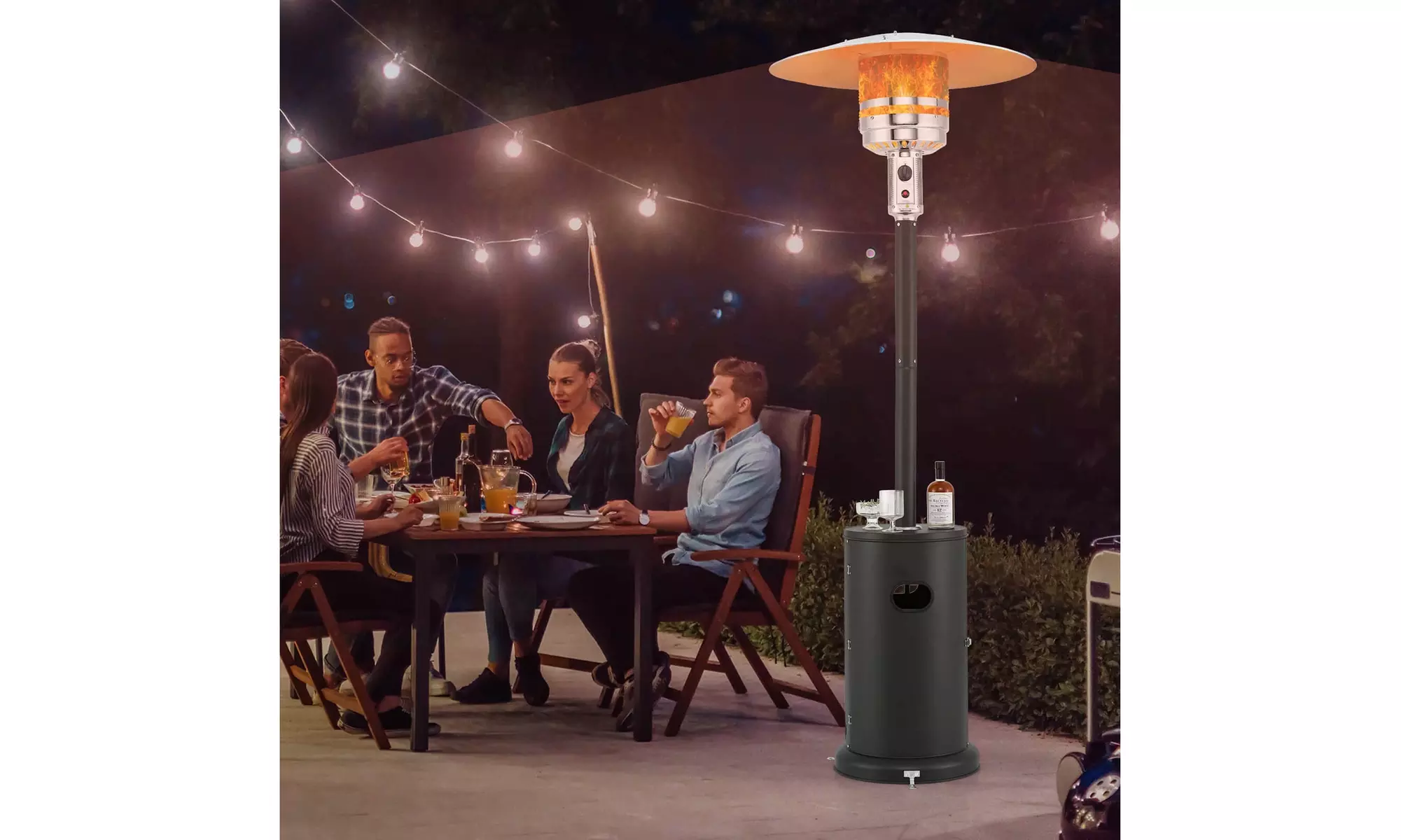 50,000 BTU Patio Heater with Wheels Round Table Design & Stainless Steel Burner