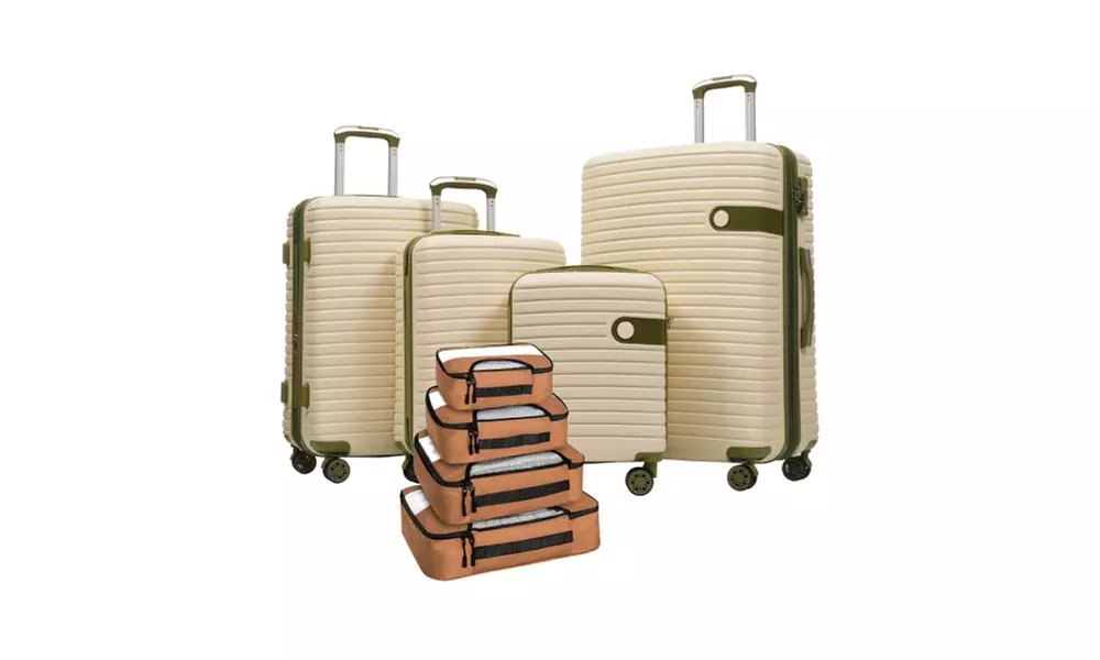 4 Piece Luggage Suitcase Set - Expandable Travel Luggage with 4 Packing Cubes