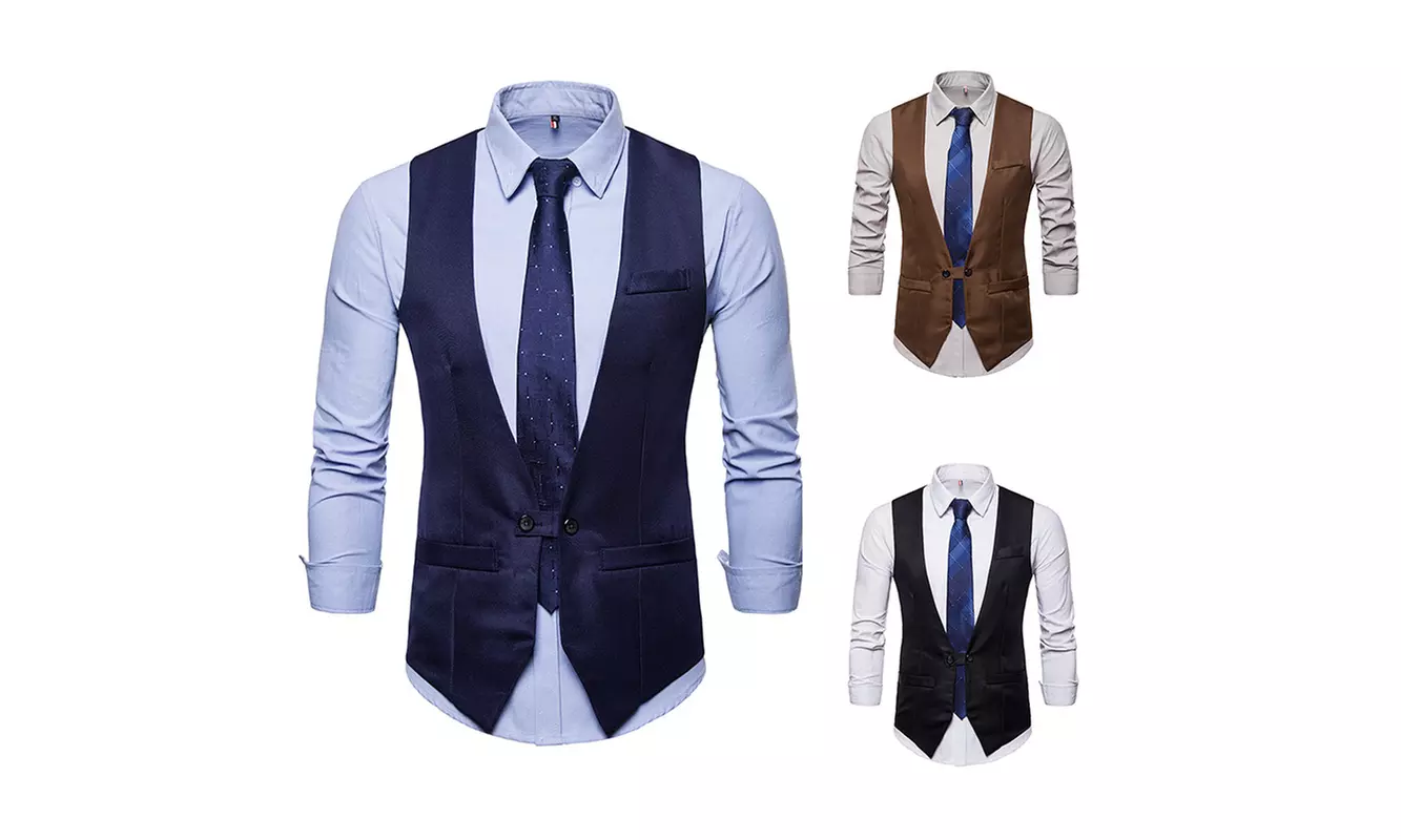 Men's V-neck Design Waistcoat  Fashion Jacket Vests Causal Suit Vest - Primary Image