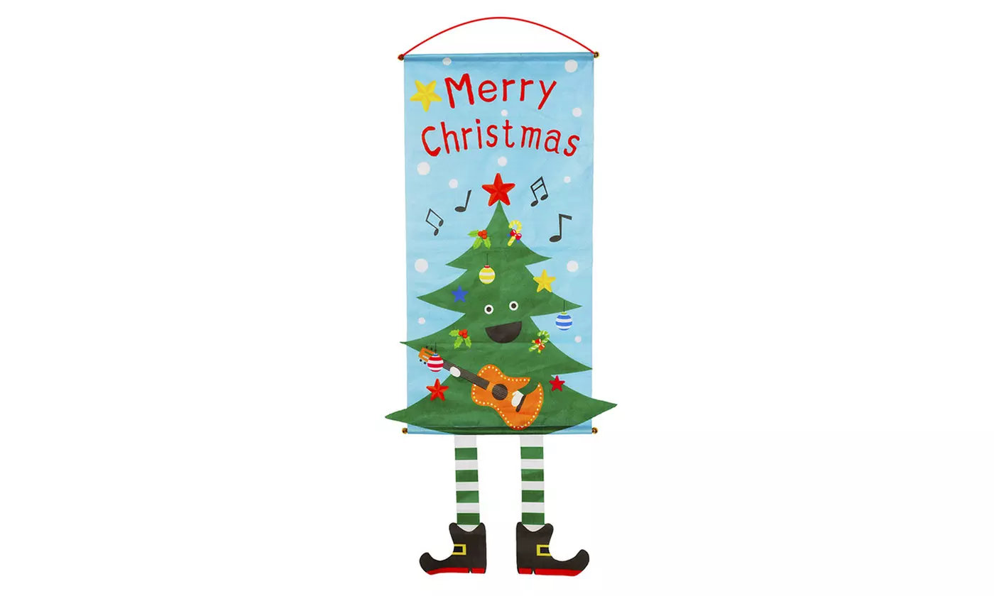 ItBelongs2U Merry Christmas Front Door Porch Sign Hanging Flag Wall Decoration