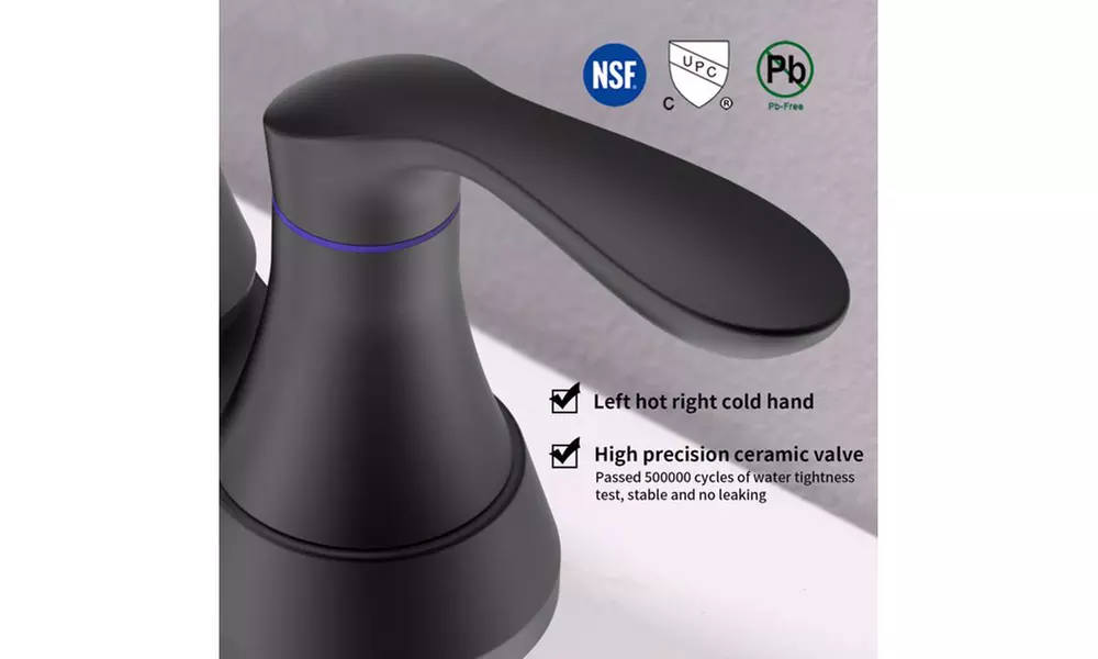 Bathroom Faucet with Pop-up Drain & Supply Hoses Matt Black - Second Medium