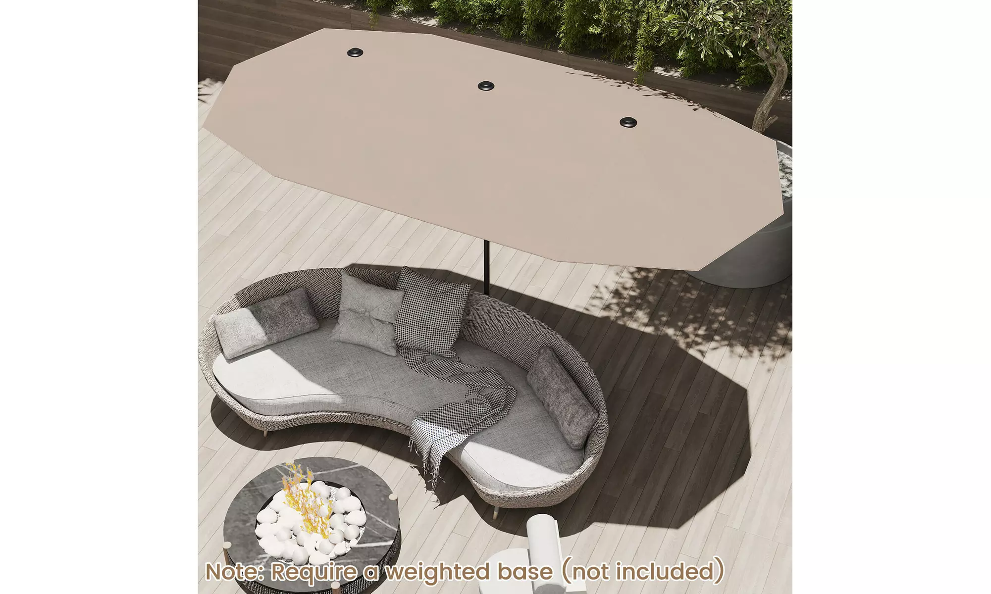 Costway 13ft Outdoor Double-Sided Table Umbrella with Optional LED Lights