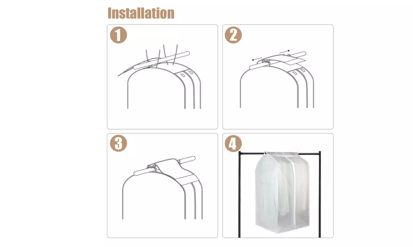 ItBelongs2U Large PEVA Garment Rack Cover with Zipper Dustproof Storage