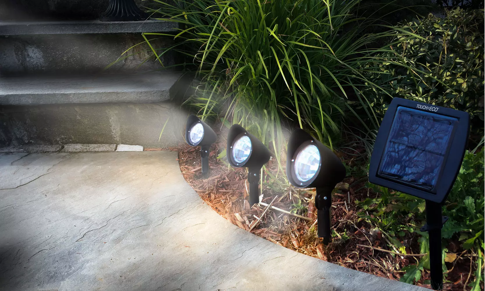 Touch Of ECO 3-in-1 Solar Powered Spotlight Set (1-, 2-, 3-Packs) - Primary Image