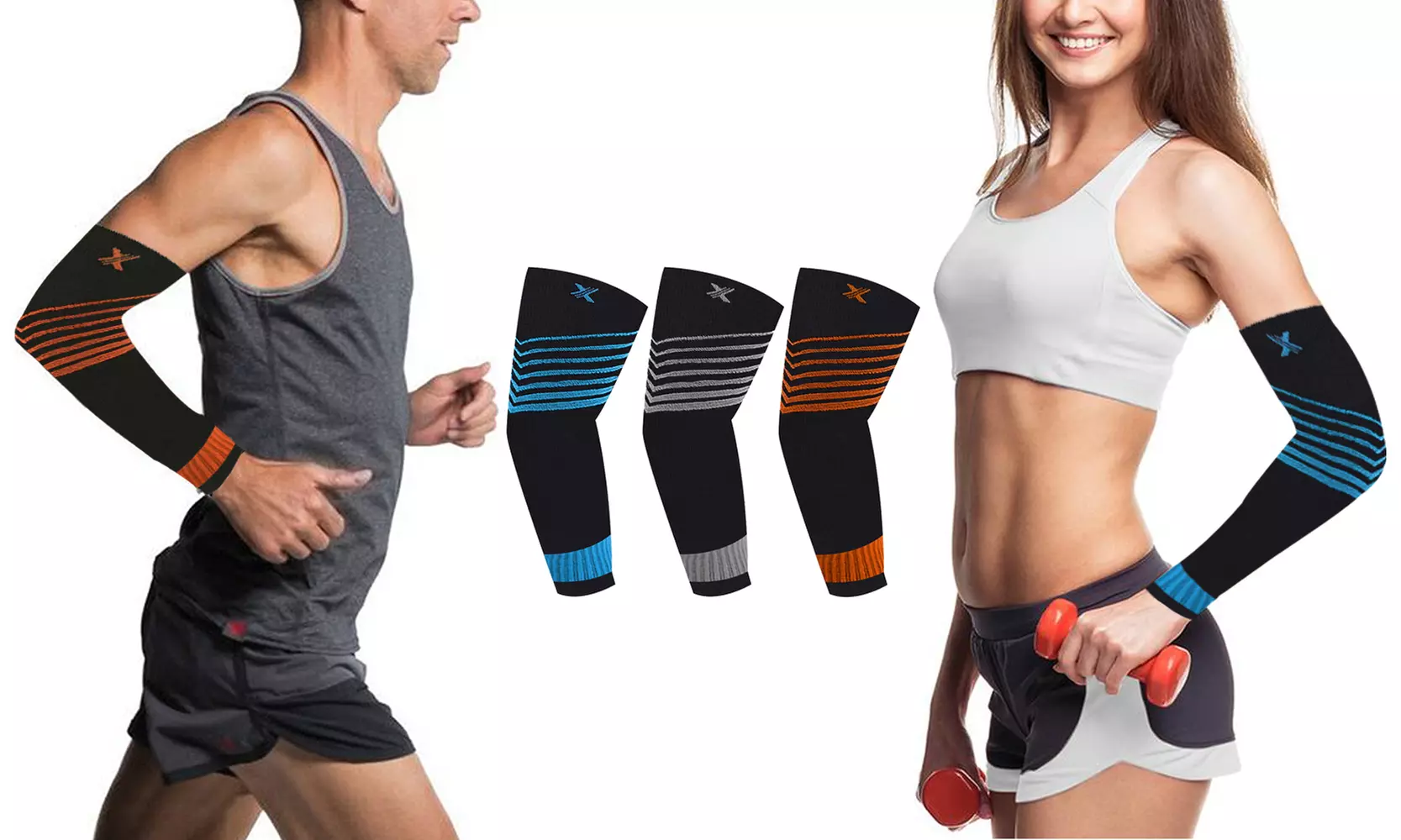 XTF Ultra V-Striped Compression Elbow Sleeve (1-Pair) - Primary Image