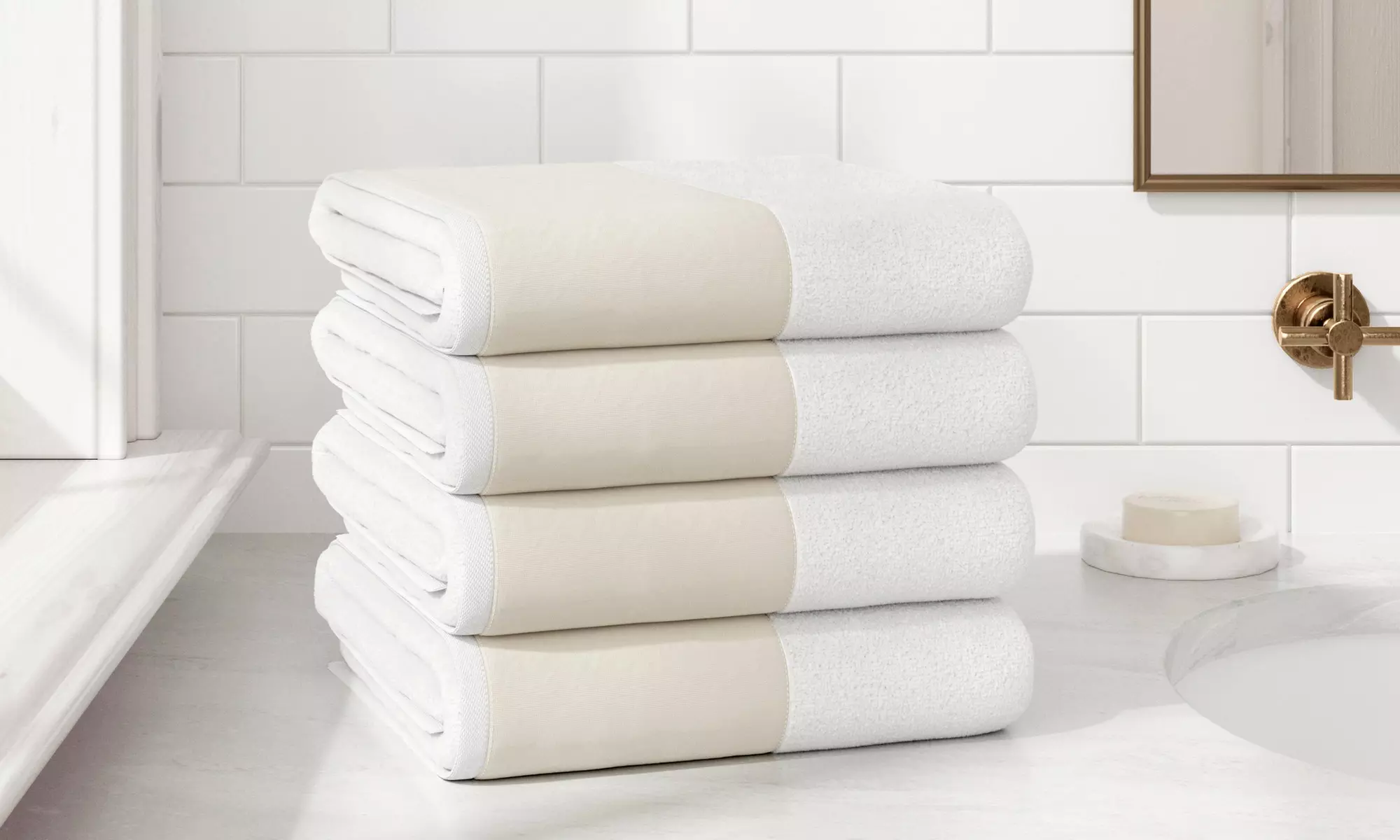 Ultra-Soft Cotton Linen-Like Border Towels