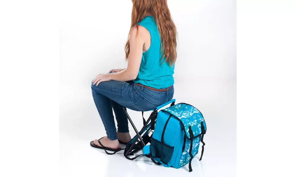 Stalwart Folding Stool and Backpack Combo - Blue - Second Medium