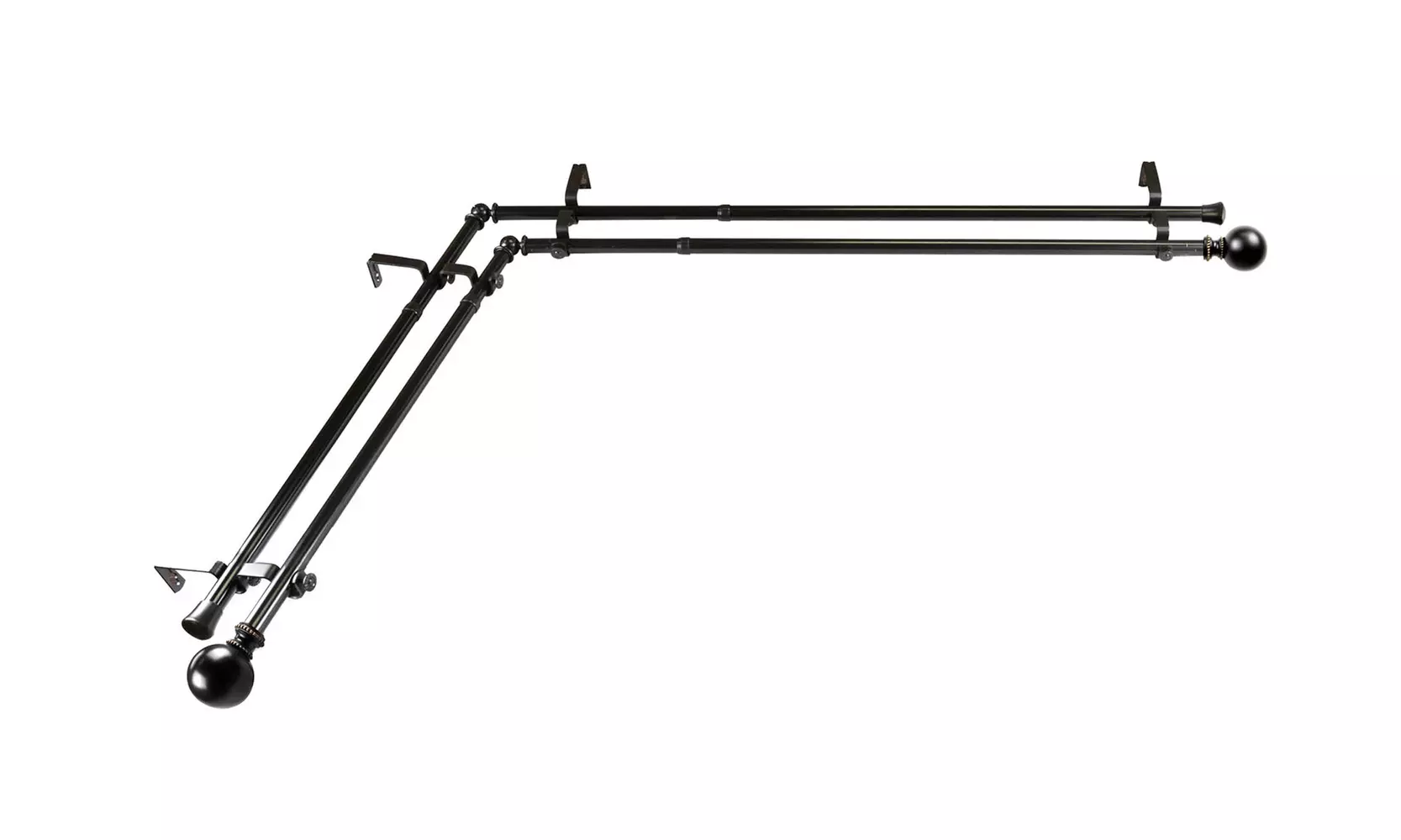 Rod Desyne  Jordy 13/16" Double Corner Window Curtain Rod  - Black - Primary Image