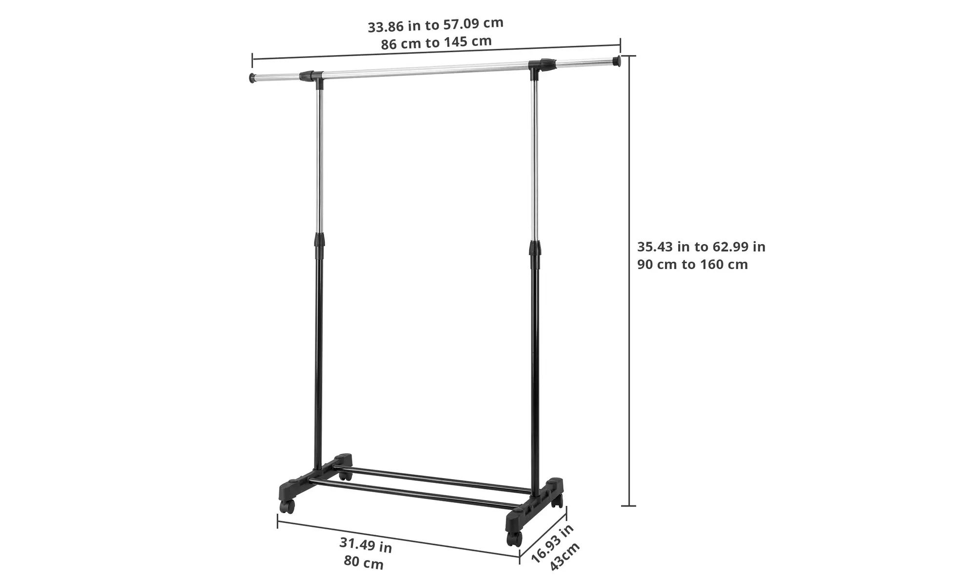 Single/Double Rail Stretching Stand Clothes Rack with Shoe Shelf