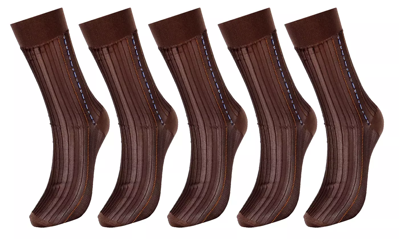 Mens Nylon Ultra Thin Dress Socks Silk Sheer Business Work Trouser Sock Mid Calf