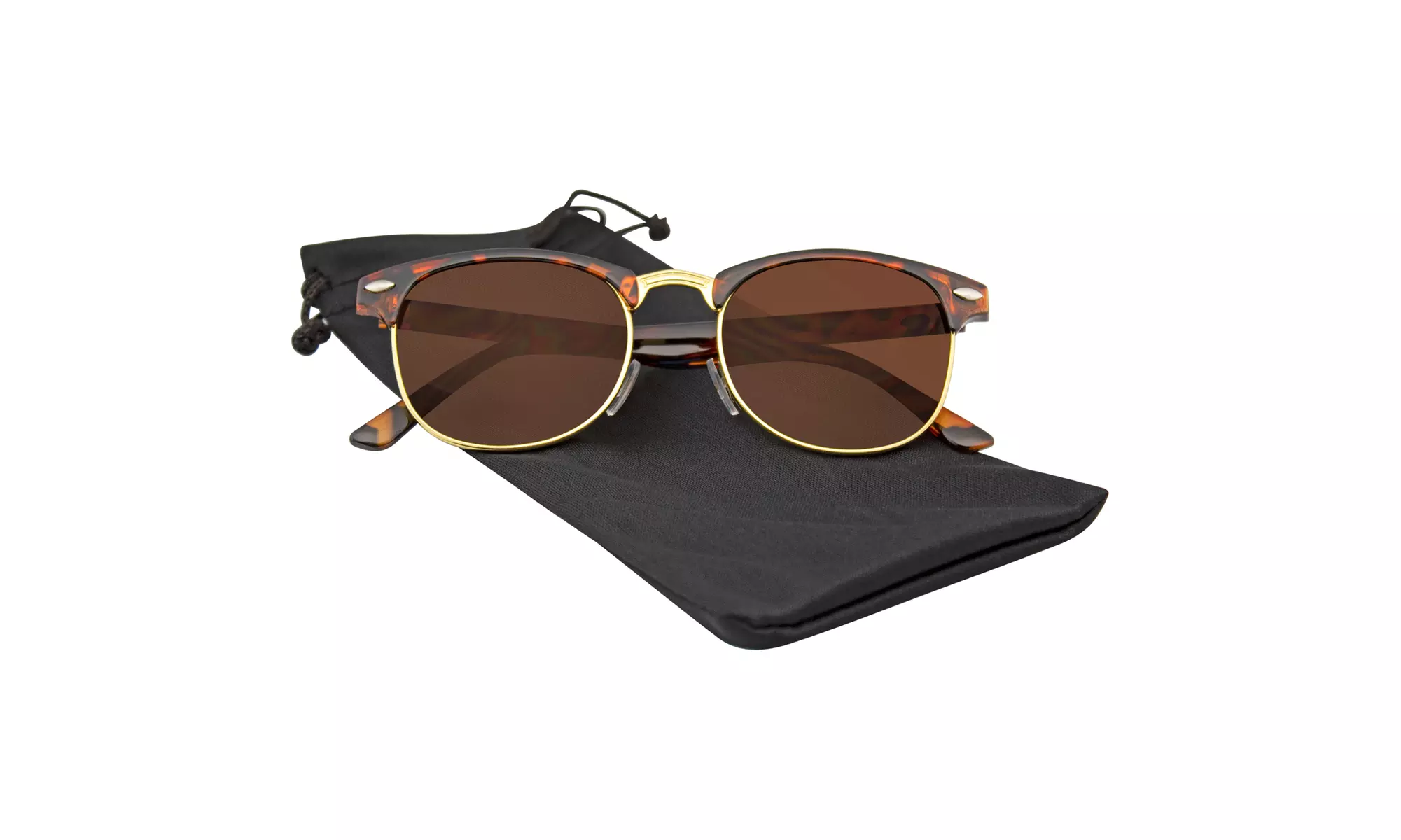 Emblem Eyewear - Classic Half Frame Vintage Horned Rim Mens Womens Sunglasses