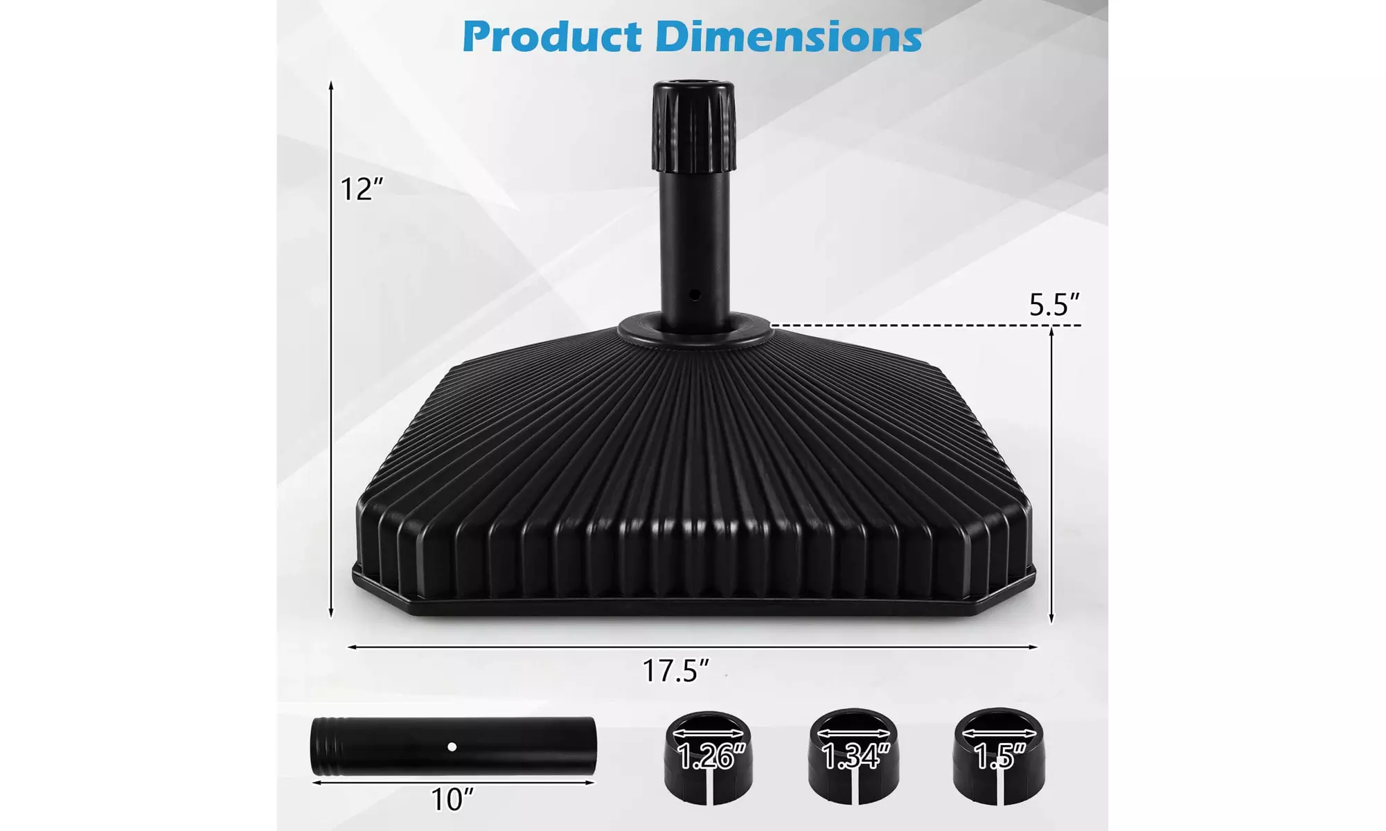Costway Poolside Umbrella Stand with Refillable Water and Sand Base