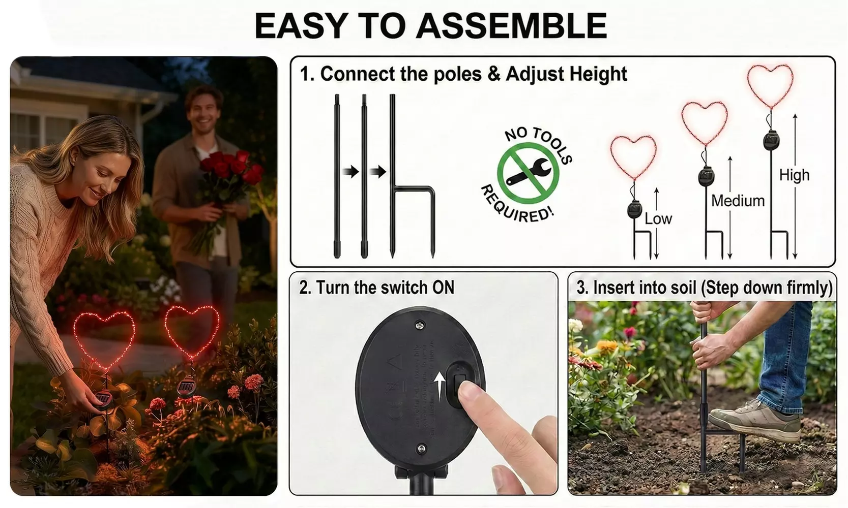 Outdoor Solar Powered LED Decorative Garden Stake Light (Set of 2) - 5 Options