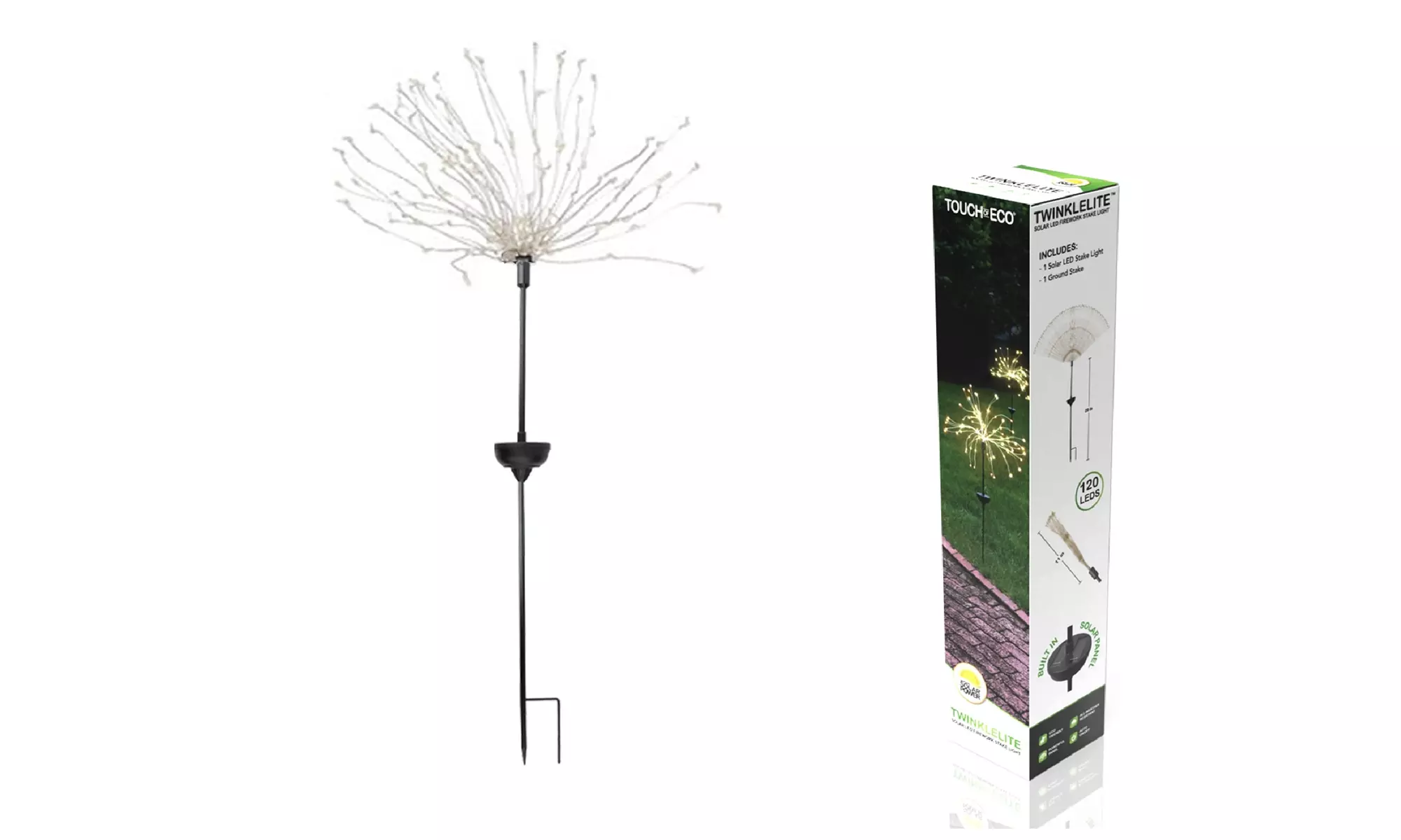 Solar 120 LED Holiday Sparkler-Firework Outdoor Garden Decor Stake Lights