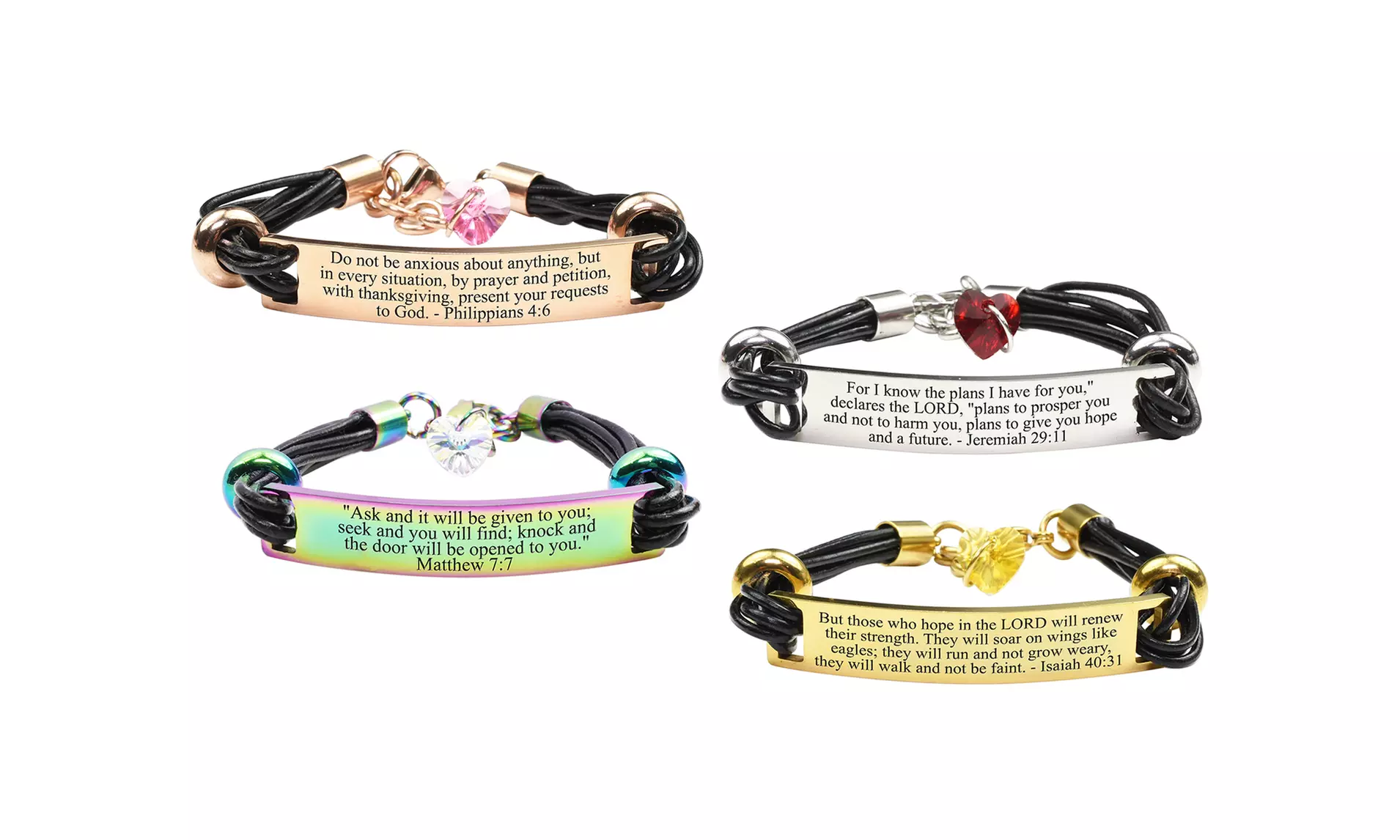 Genuine Leather Scripture Bracelet made with Crystals from Swarovski by Pink Box - Primary Image
