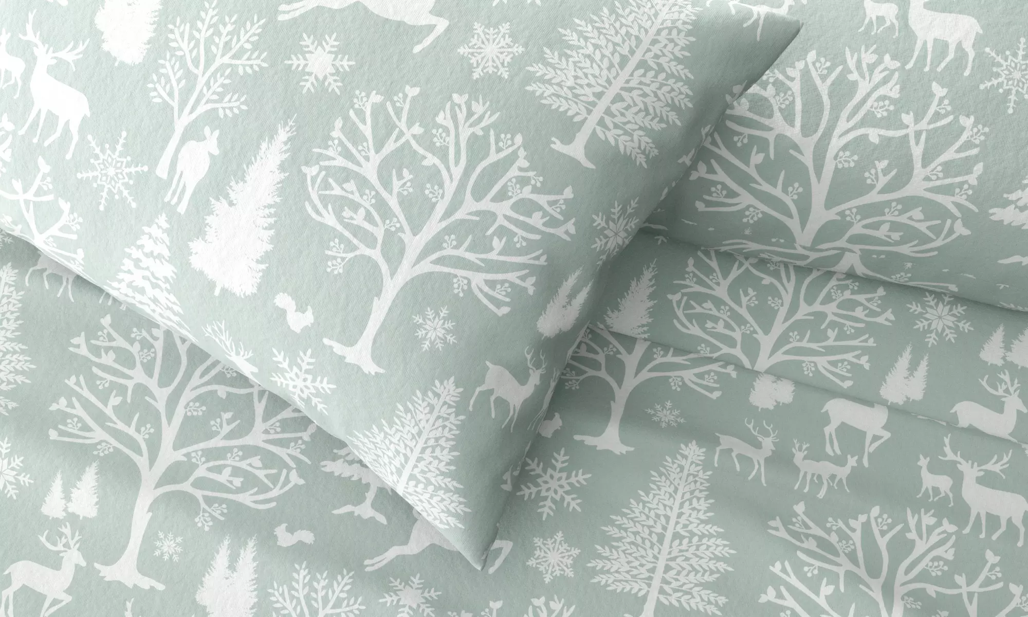 Nature Print Turkish Cotton Flannel Sheet Set