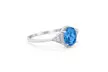 925 Sterling Silver Oval Art Deco Wedding Ring Round Simulated Blue Topaz CZ - Second Medium