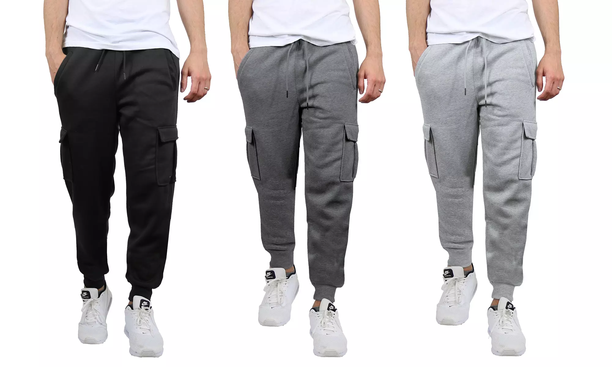 3-Pack Men's Fleece-Lined Cargo Jogger Sweatpants (Sizes, S-3XL)