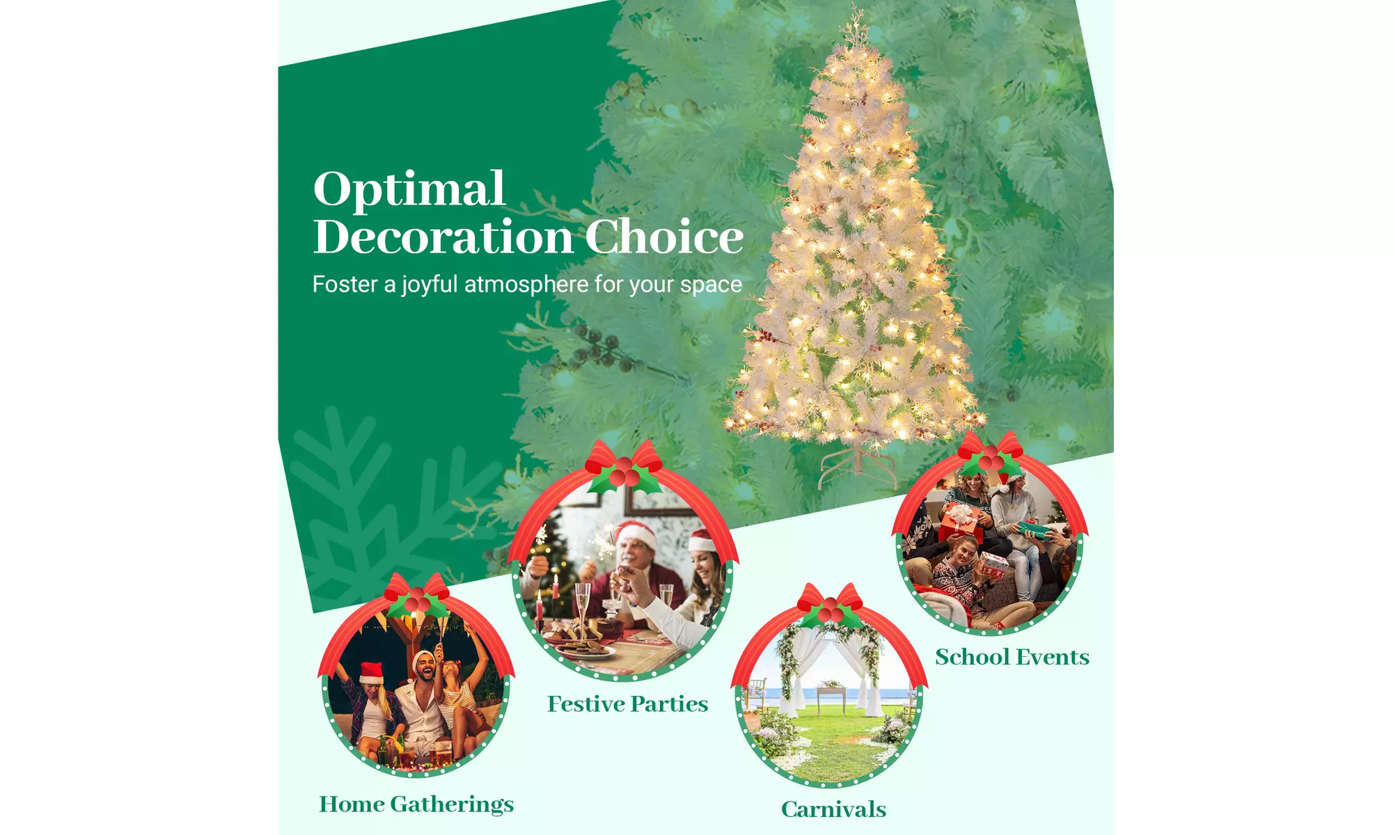 Costway Pre-Lit Artificial Christmas Tree with Branch Tips | Warm White LED Lights | Easy Setup & Home Decor