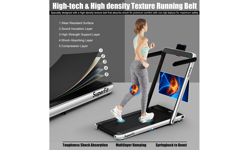 Image 6: Superfit 2.25HP 2 in 1 Folding Treadmill Speaker Home Gym