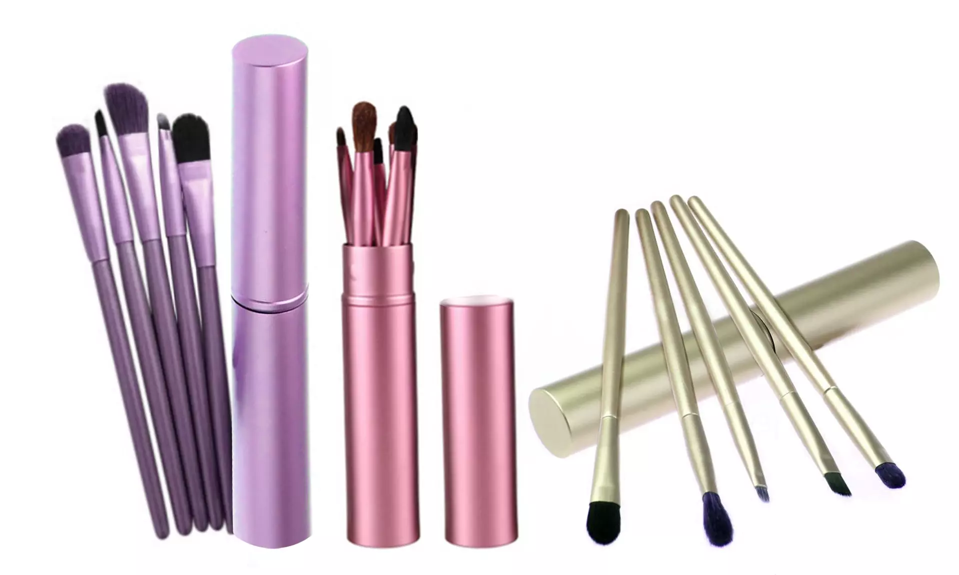 Superb Eyeshadow Makeup Brush Set with Tin Cylinder Case - 5 Piece 