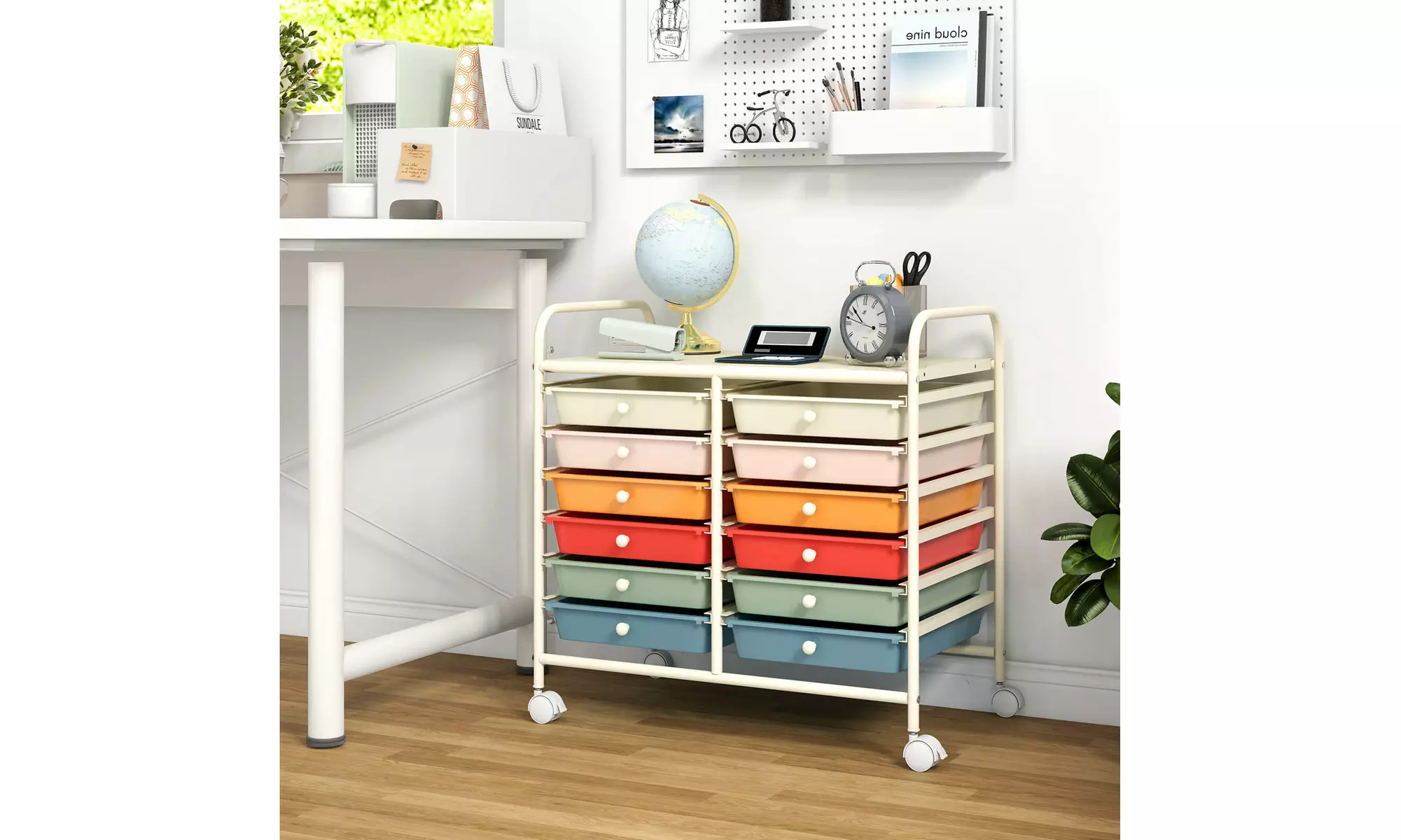 Costway 12 Drawers Rolling Cart Storage Scrapbook Paper Studio Organizer Bins