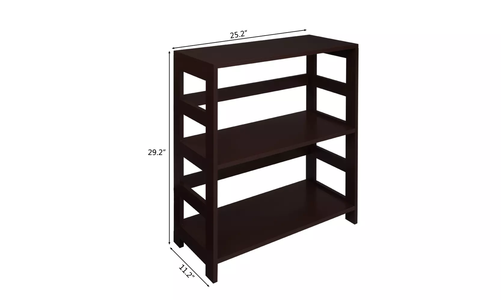 Storage Rack Wood Shelf 3 Tier Bookcase Shelf Storage Organizer Brown - Second Medium