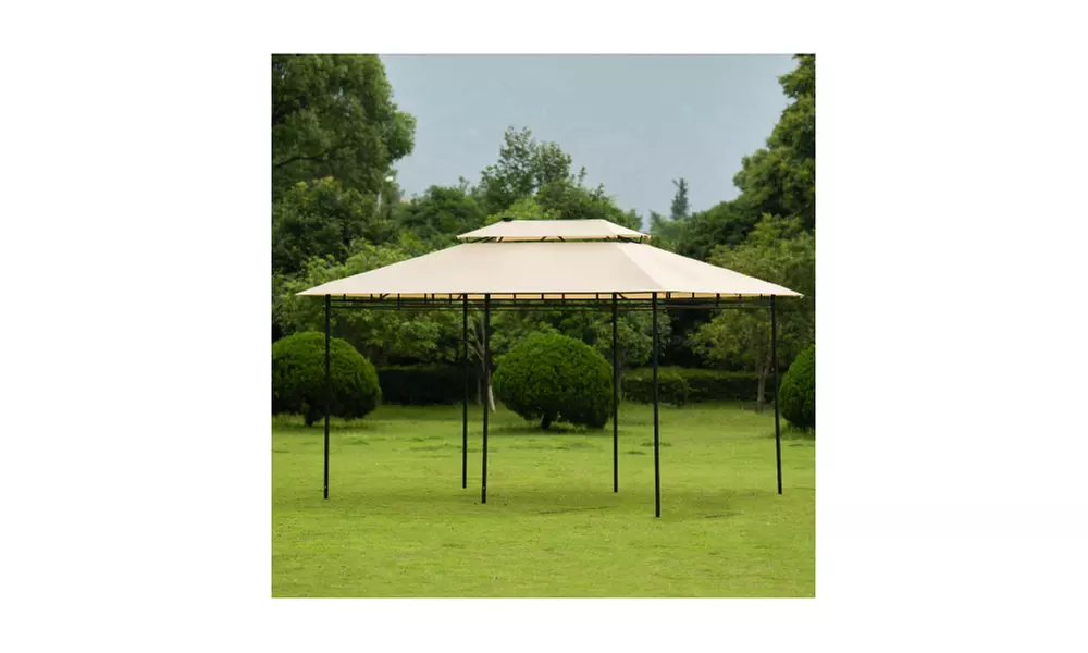 U-style Outdoor Gazebo Steel Fabric Rectangle Soft Top Gazebo - Primary Image