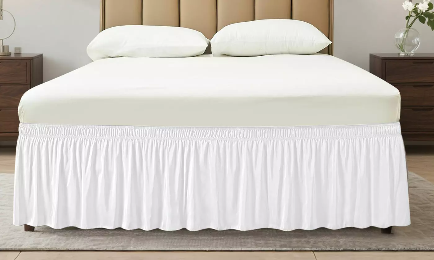 No-Lift Elastic Bed Skirt Queen/King Size 15" Drop Wrap Around Bedskirt