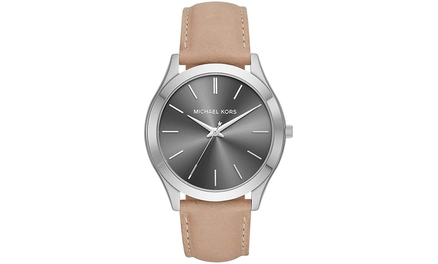 Michael Kors Slim Runway Brown Leather Mens Watch MK8619 | Groupon