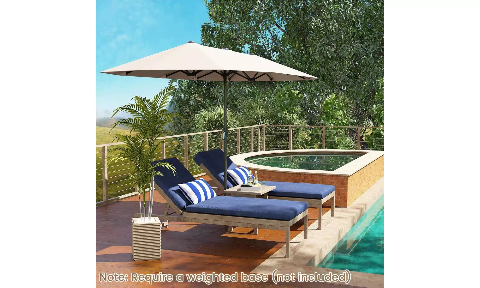 Costway 13ft Outdoor Double-Sided Table Umbrella with Optional LED Lights
