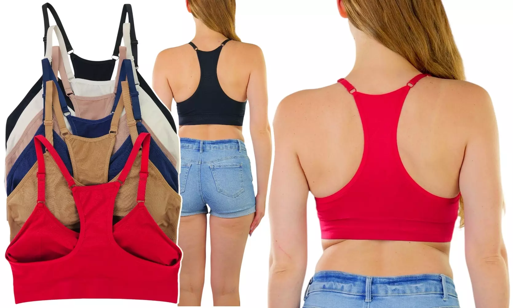 Lounge Love Women's Six-Pack Everyday Wireless Tank or Racerback Bras