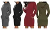Women Slim Long Hoodie Tunic Sweatshirt Dresses Zipper Pullover with Pocket