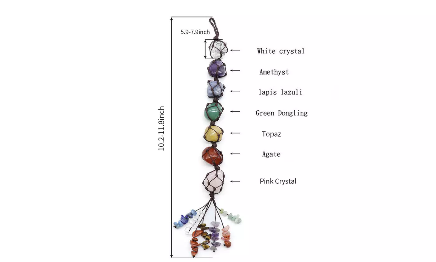 7 Chakra Natural Crystal Gemstone Tassel Hanging Stones Ornaments Car Home Decor