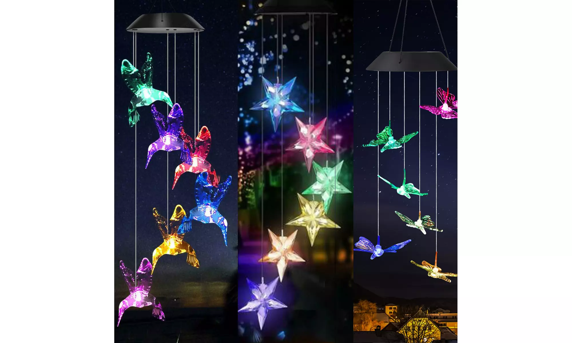 LED Solar Wind Chime - Changing Multi Color Decorative Lights Solar Mobile Chime - Primary Image