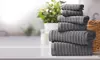 Bibb Home 6 Piece Ribbed Egyptian Cotton Towel Set