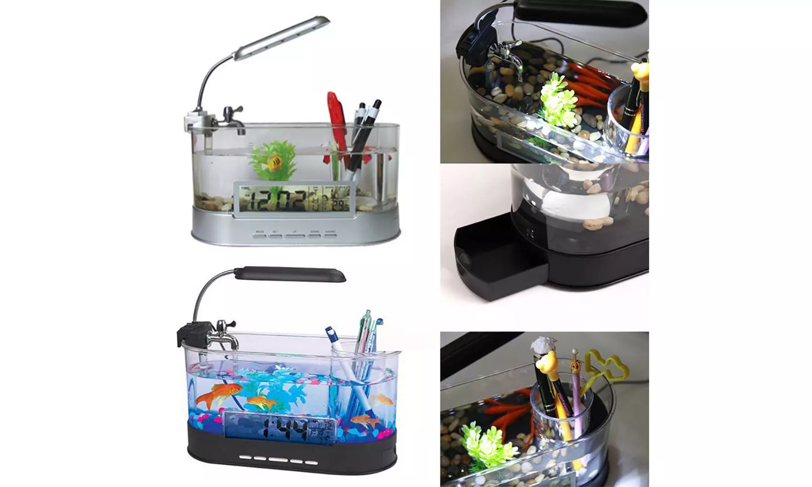 Vandue USB Desktop Aquarium with Light/Clock Organizer - Second Medium
