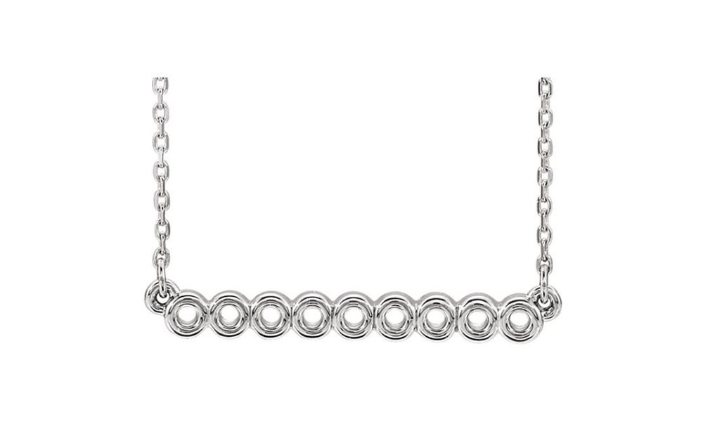 White Gold Plated CIrcle Bar 16-18 Necklace