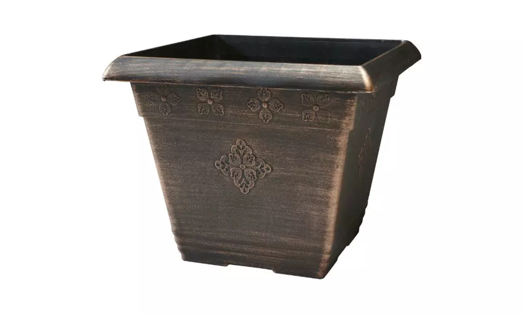 Copper Plastic Planters Garden Flower Pots Window Box Yard 14.5 Square Planter - Primary Image