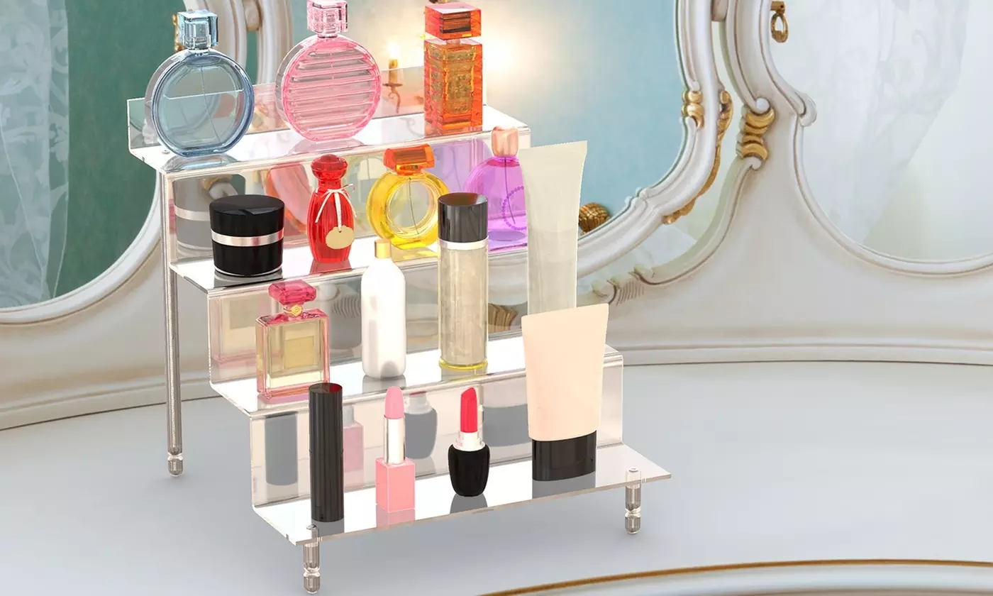 NewHome Two-Pack 4-Tier Acrylic Display Stand Makeup and Perfume Organization 