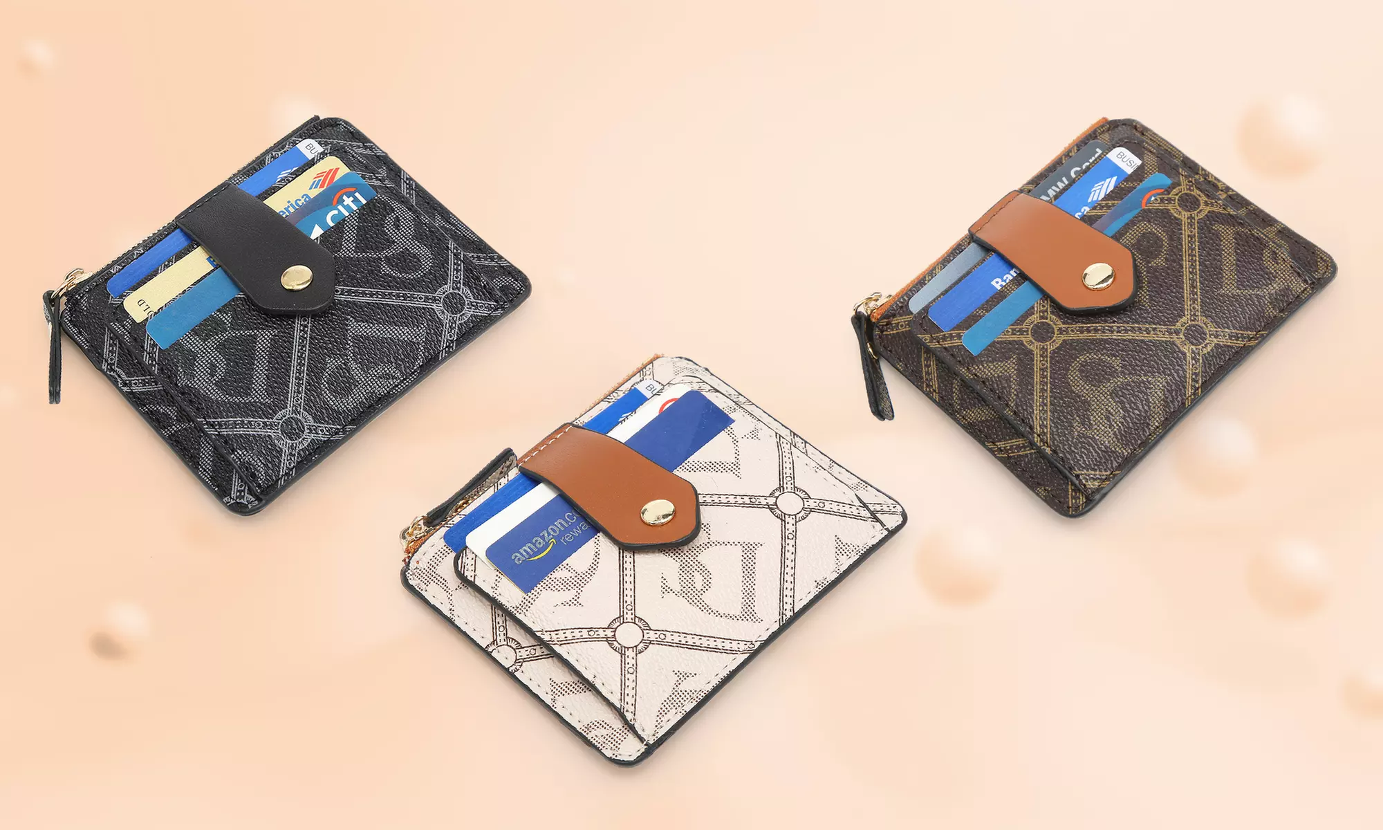 DS Collection Unisex Monogramed Small Wallet Coin Purse with Multiple Card Slots - Primary Image